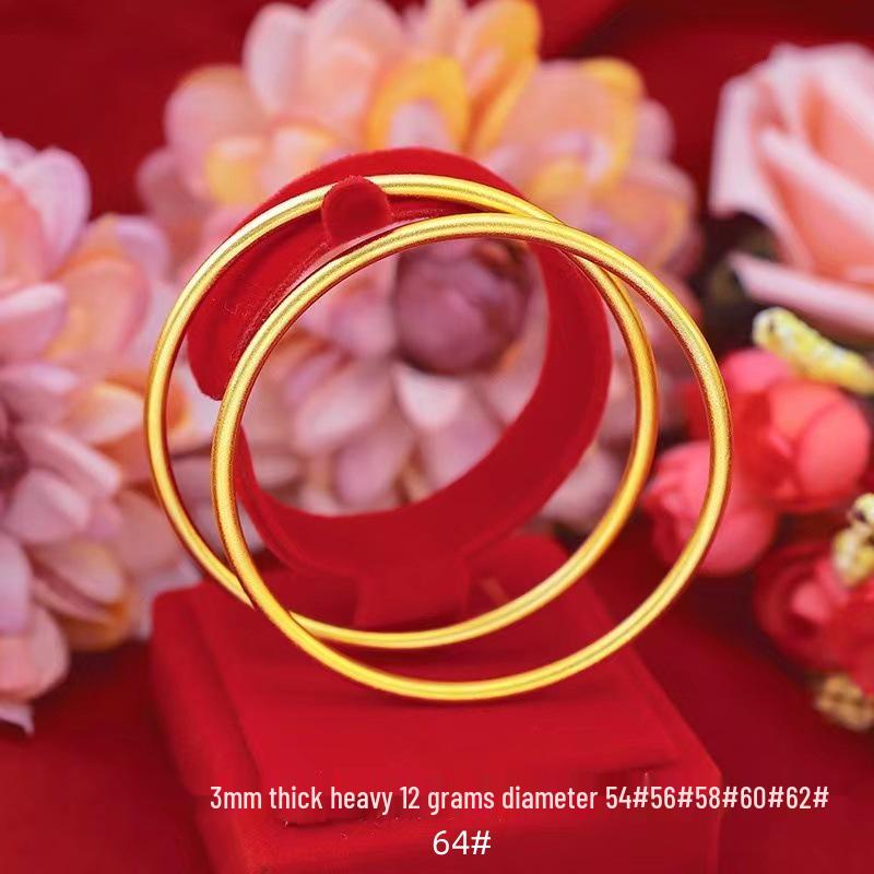 Vietnamese Sand Gold Heritage Lotus Bracelet with Imitation Gold Plain Ring