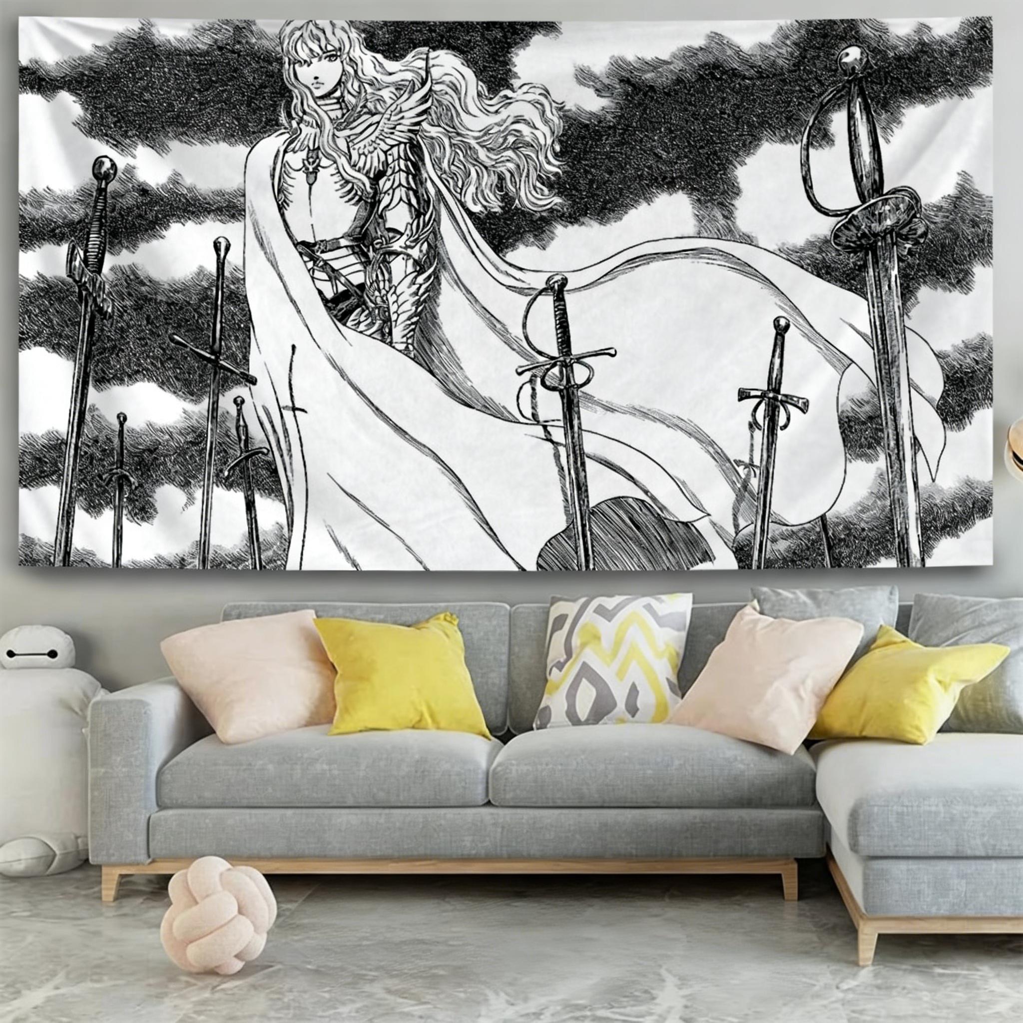 Új Berserk Anime Faliszőnyeg Manga Művészet Faldekoráció Hálószobába Kollégiumi Szobába Nappaliba Otthoni Dekoráció 40X60CM
