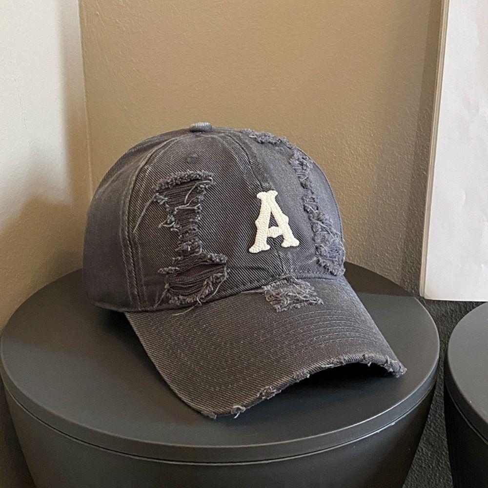 Embroidery Letter Baseball Hat Vintage Snapback Cap Adjustable Holes Peaked Cap  Unisex