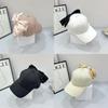 Spring Summer Cotton Baseball Cap With Large Bowknot And Wide Brim Sunshade For Women