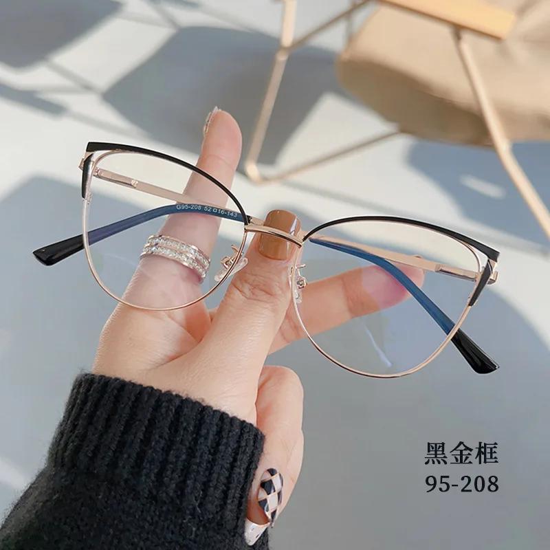 

Latest Design Retro Lady Cat Eye Eyewear Frame Stylish Anti Blue Light Eyeglasses Computer Goggles Female Reading Eyewear Male