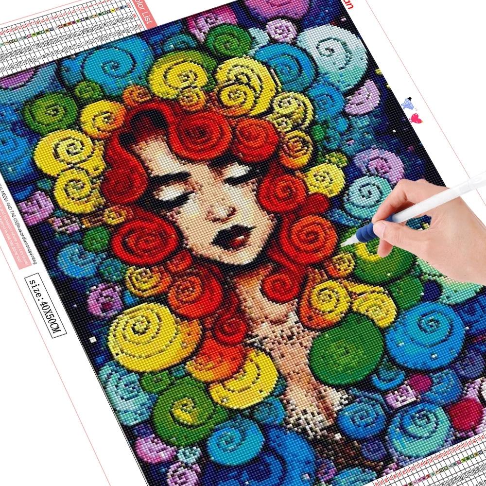 

HUACAN 5D Diy алмазная живопись девушка полная квадратная круглая дрель вышивка крестиком Алмазная вышивка портретная мозаика цветок домашний декор Full Square 20*30 cm