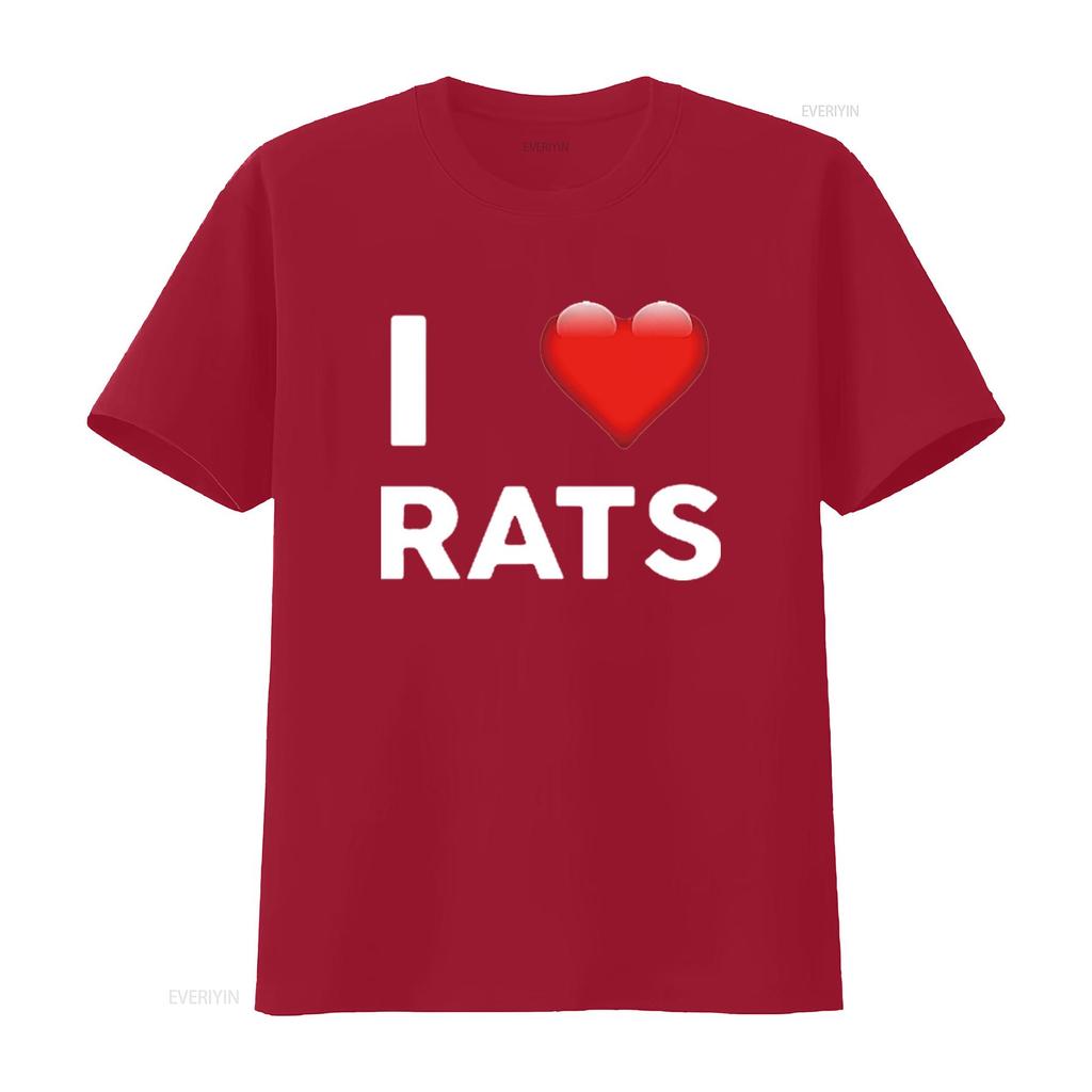Mens I Love RATS T Shirt Heart RAT Black vintage Washed streetwear graphic Breathable Comfortable homme Casual