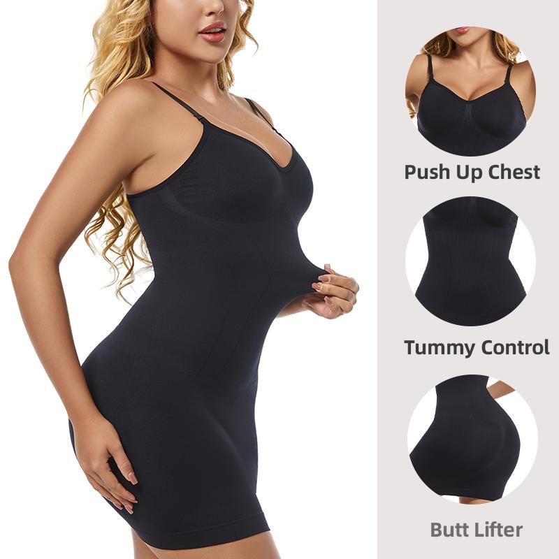 Intimo modellante da donna, sottoveste intera, controllo della pancia, mini abito sottoveste, modellante liscio per il corpo, spalline senza cuciture, lingerie