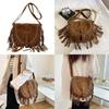 Suede Small Vintage Crossbody Bag With Tassel Details For Women Casual Outings