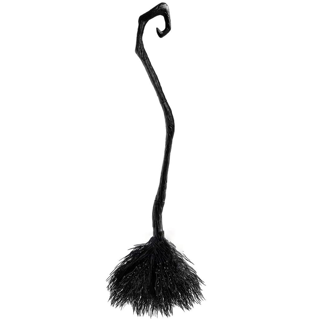 Halloween Witch Broom Decorations Cosplay Accessory Plastic Harry Potter Magic Broomstick Prop 3 Ribbons Green Orange Purple