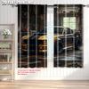 2pcs   Light Filtering Curtains  Print Complex Ancient Super Car Garage Machine Washable (without Rod) Decorations Outdoor