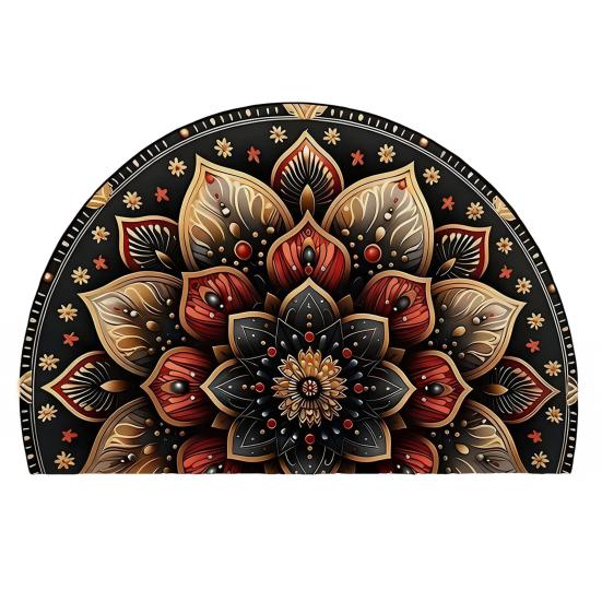 Floral Doormat Absorbent Half Round Floor Mat Non-Slip Door Mat Decorative Entrance Rug for Living Room Bathroom Kitchen