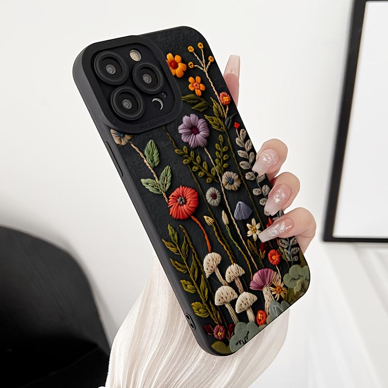 Retro Colored Flower Pattern Phone Case Suitable for iPhone 17, 16, 15, 14, 13, 12, 11 Pro/Max/Plus Anti Drop and Shockproof