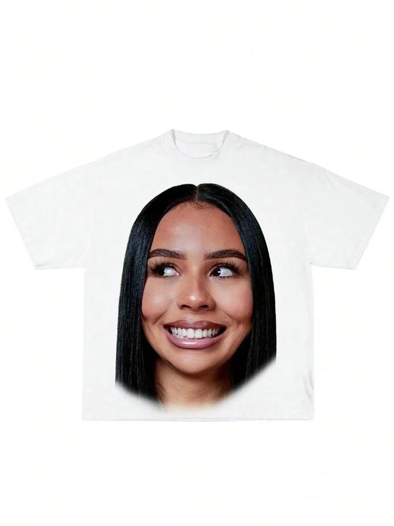 The Scientist Street Hip Hop TShirt Classic Big Face Print Crew Neck Short Sleeve Unisex Women Top Y2K Harajuku Street Cotton Tees
