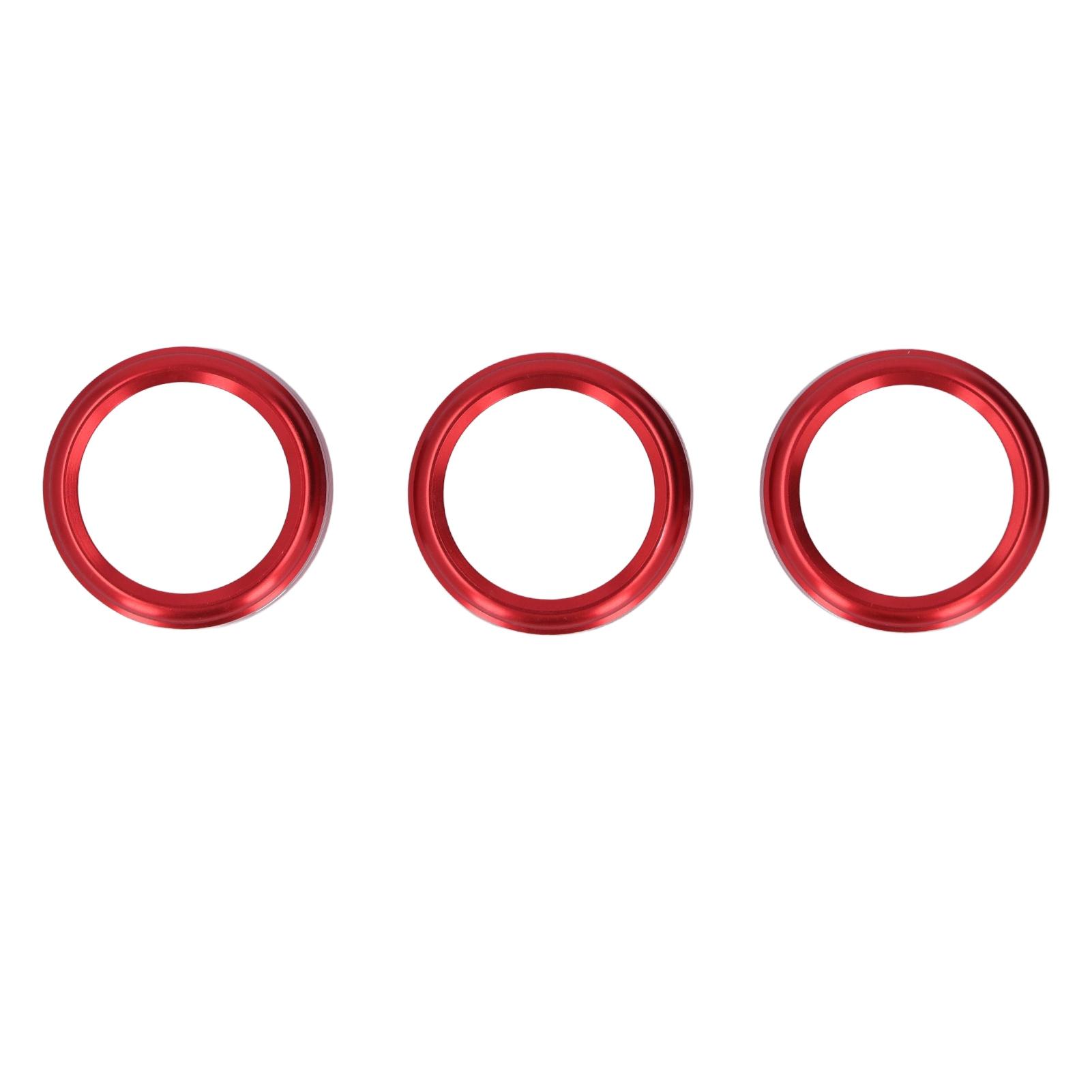 

3 Pcs AC Switch Knob Ring Cover Trim Red Center Console Interior Accessories Replacement for Mazda