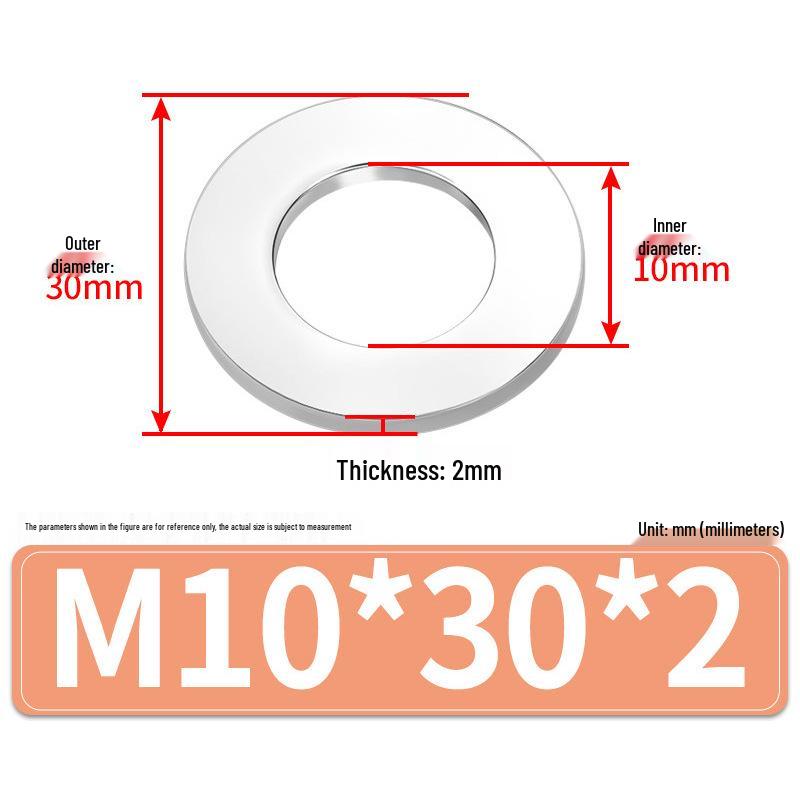 Jin Juntai Thick & Thin Stainless Steel Flat Washer, Round M10-M36
