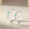 Cool Fun Simple Creativity Green Leaves Young Couple Ring Women Lover Silver Color Open Resizable Rings Romantic Jewelry