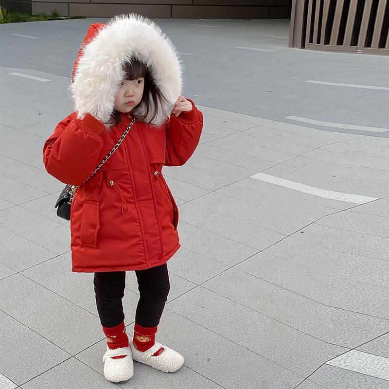 Winter Mädchen Kinderparka Modischer Samt Dick Warmer Mantel