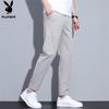 PLAYBOY Men's Slim-fit Ice Silk Cropped Casual Pants