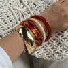 Vintage Amber Smudged Acrylic Bracelet, Stylish Marble Resin Wide Bracelet
