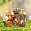 Highland Cow Planter Cute Cartoon Cattle Resin Plant Pot Rustic Animal Flower Pot with Drainage Hole for Outdoor Indoor Backyard Balcony Home Desk