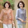 2026 Floral Summer Set for Middle-aged Women: Chinese Style Shirt Blouse