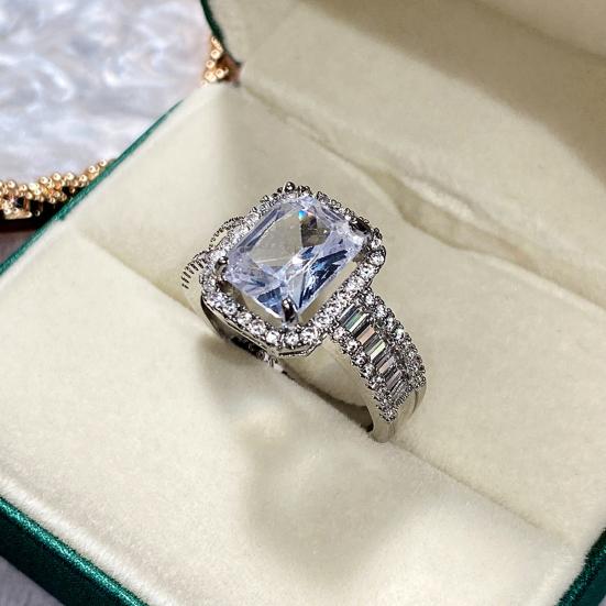 Wedding Band Shining Square Rhinestone Hypoallergenic Geometric Western Style Decorate Accessory Inlay Zircon Wide