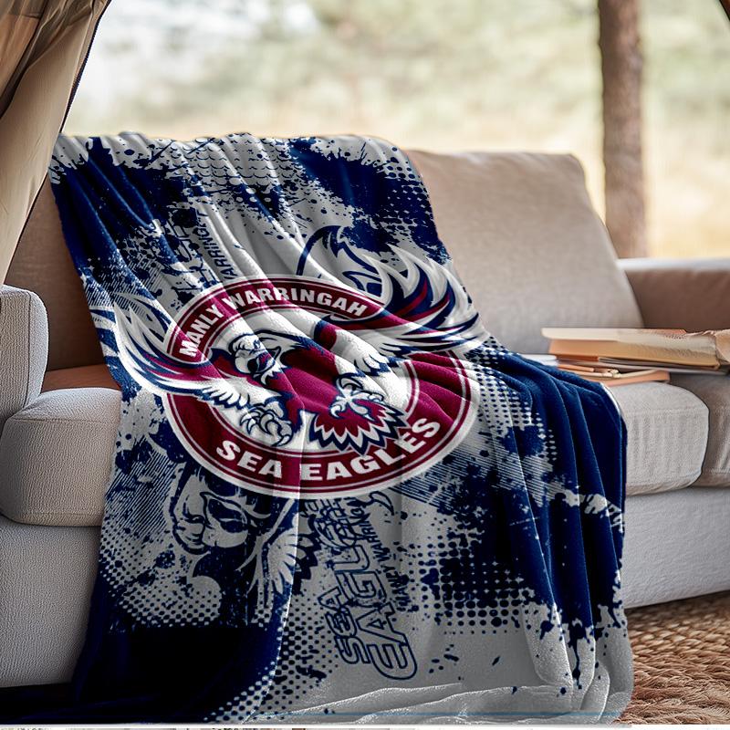Manly Sea Eagles Crest Blanket Outdoor Flannel Blanket for Camping, Hiking, Garden Parties, Picnic Essentials,gift for family and friends