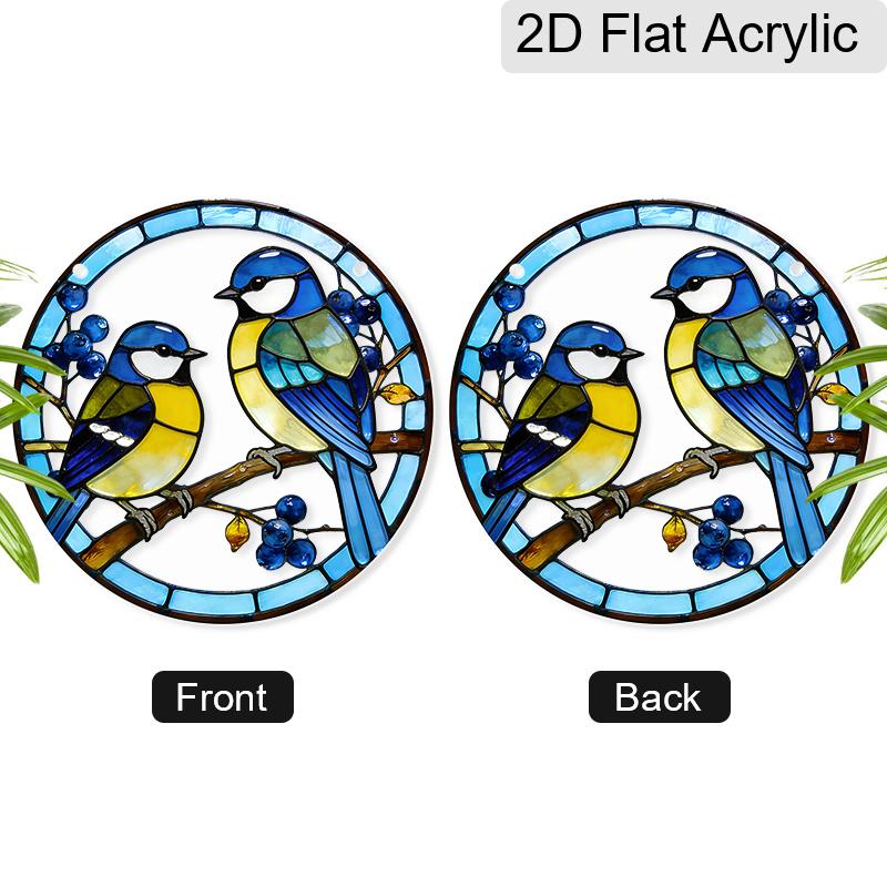 Acrylic Two Birds Suncatcher Stained Glass Effect Window Hanging Ornament Bird Themed Gift for Home