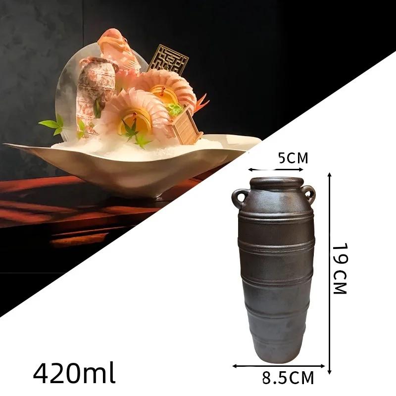 Sushi Shop Sashimi Plate Decoration Ceramic Small Bottle Dry Ice Japanese Kitchen Tableware Restaurant Toothpick Holder Storage
