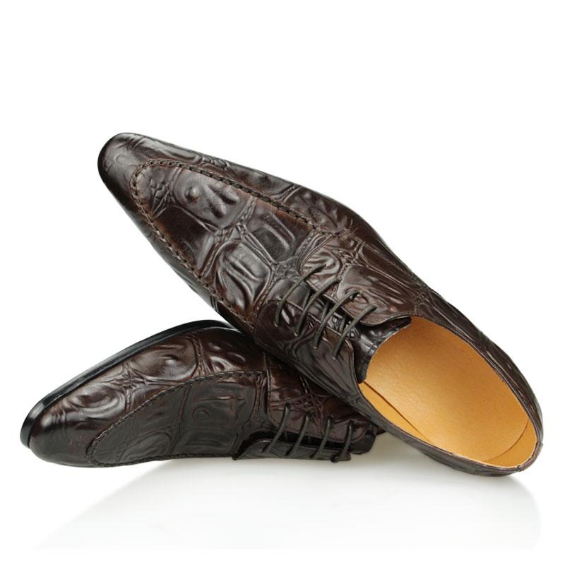 Fashion Luxury Men Leather Shoes Hand Stitched Derby Crocodile Skin Prints Mens Leather Casual Shoes Office Dress Customized Service