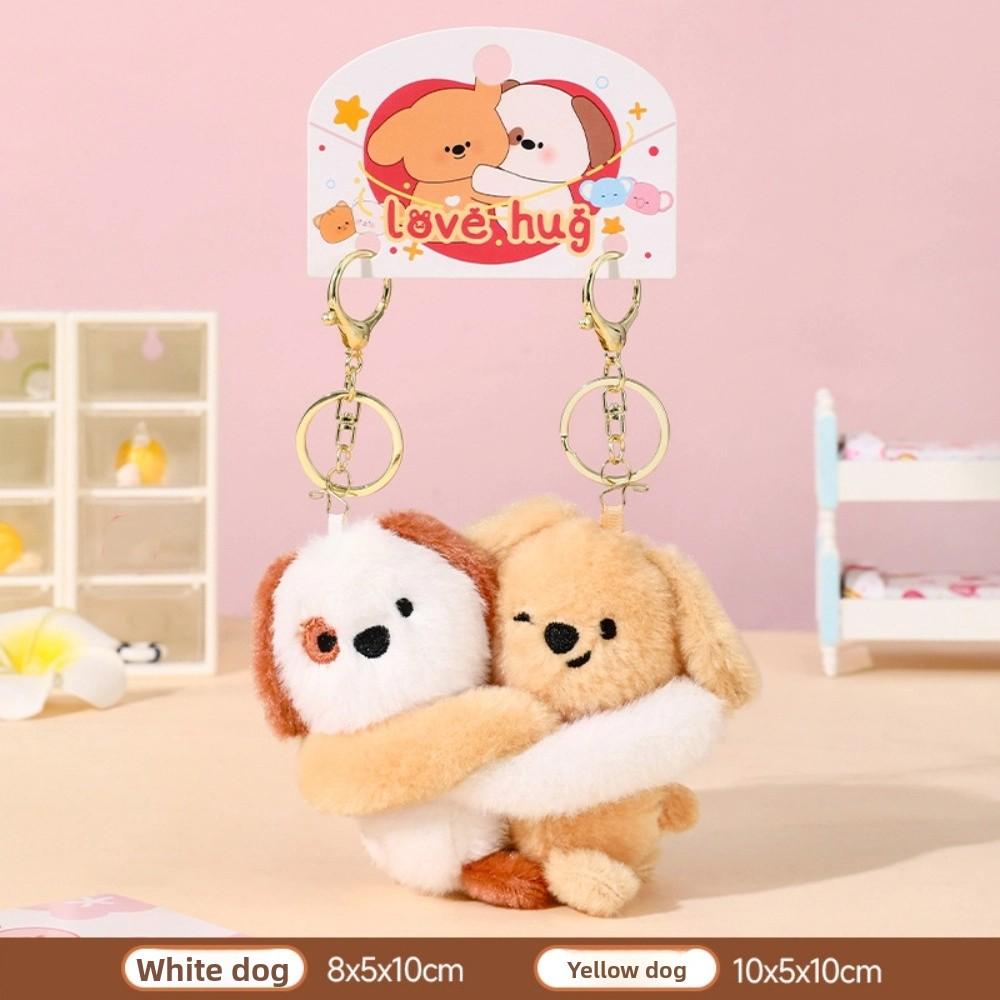 Stickable Couple Cartoon Keychains Stuffed Animal Plush Key Rings Cat Dog Plush Dolls  Men Women