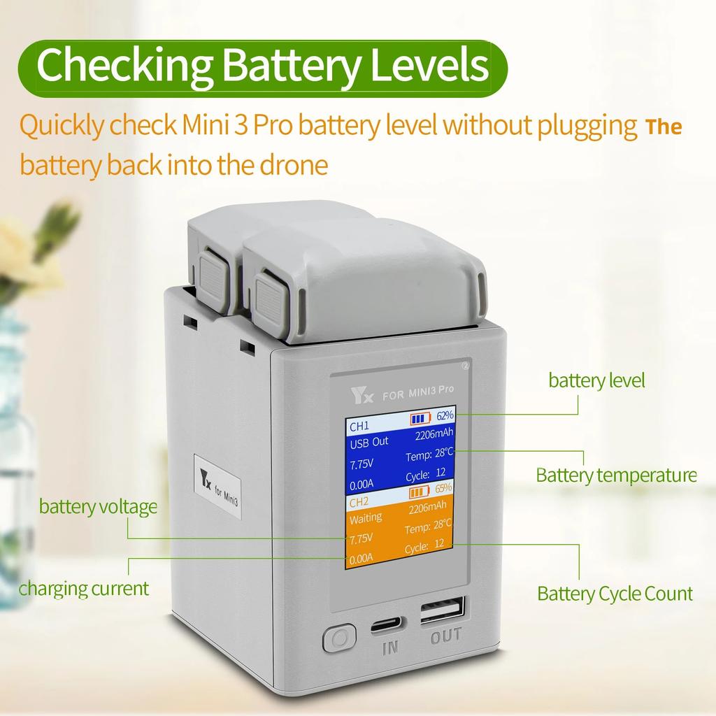 Two-way Display Charging Hub Battery Intelligent Charger for DJI Mini 5 Pro 4 Pro/ Mini 3 Pro Charging Butler Power Bank Drone