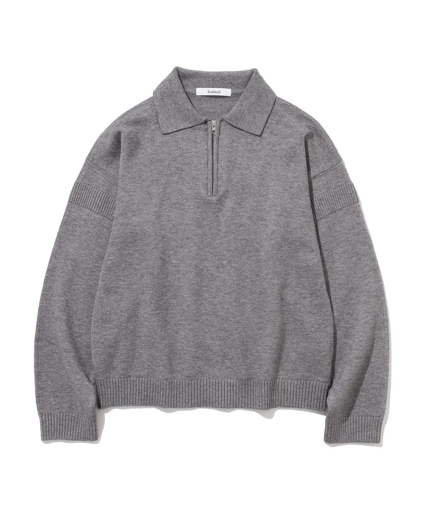 KNITTED Viscose Washable Half Zip Knit Grey