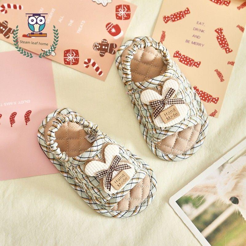 

Pure Cotton Fabric Soft Bottom Toddler Kids 1-2-3 Years Old Soft Bottom Indoor Non Slip Mute Home Indoor Slippers Beige 22 yards within the length of 16cm