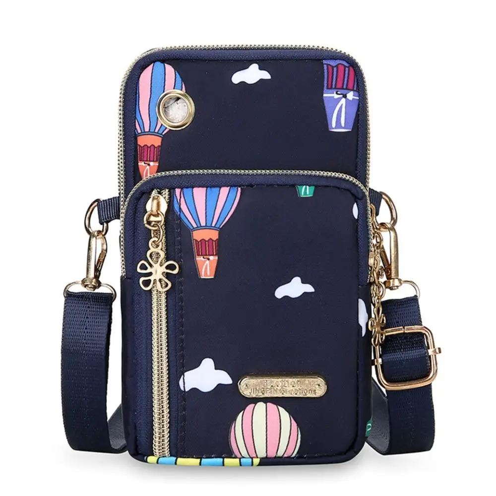 Portable Oxford Mini Phone Bag Multi-layer Zipper Travel Crossbody Bag Handbag Waterproof Sports Arm Bags