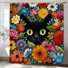 Funny Cat Shower Curtains Cute Cartoon Cat Bath Curtain,3d Printed Creative Bathroom Accessories Home Decoration With Hooks