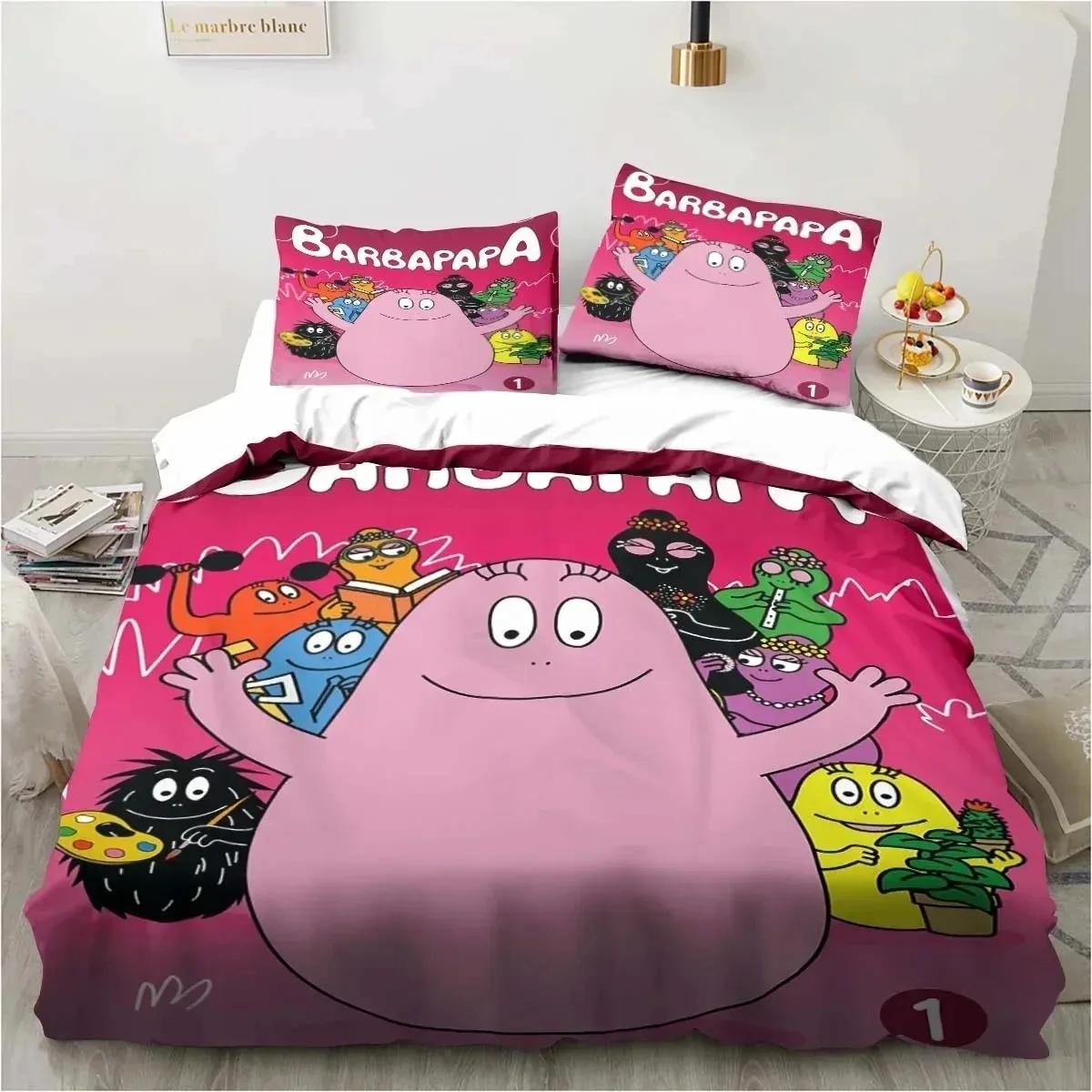 Comforter 3D Print Cute Cartoon Barba-Papa Bedding Set Double Twin King Comforter Boys Girls Adults Bedroom Comforter (quilt)-EU Single(135*200cm)3pcs