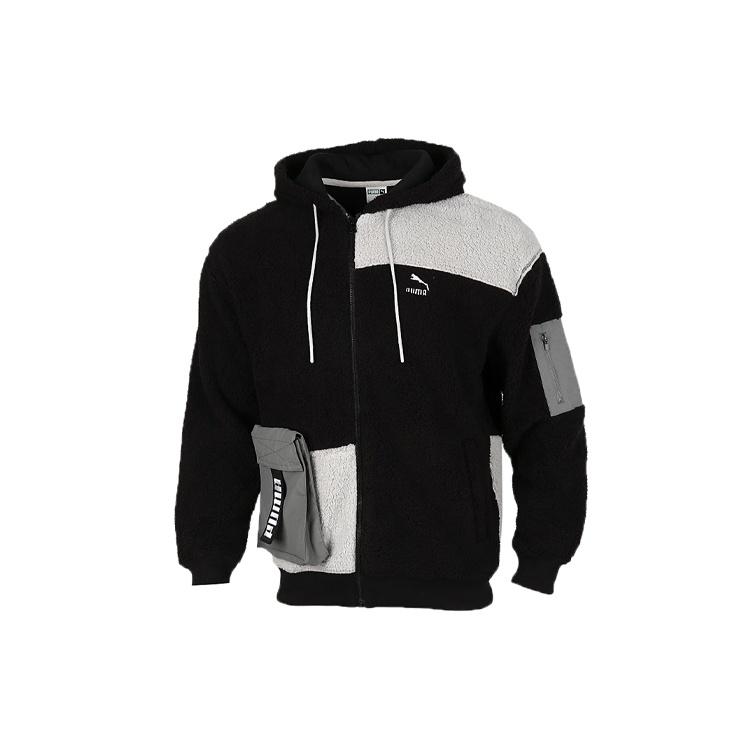 PUMA Retro Block Sherpa Full-Zip Jacket Black/Grey Men s 530711-01 S
