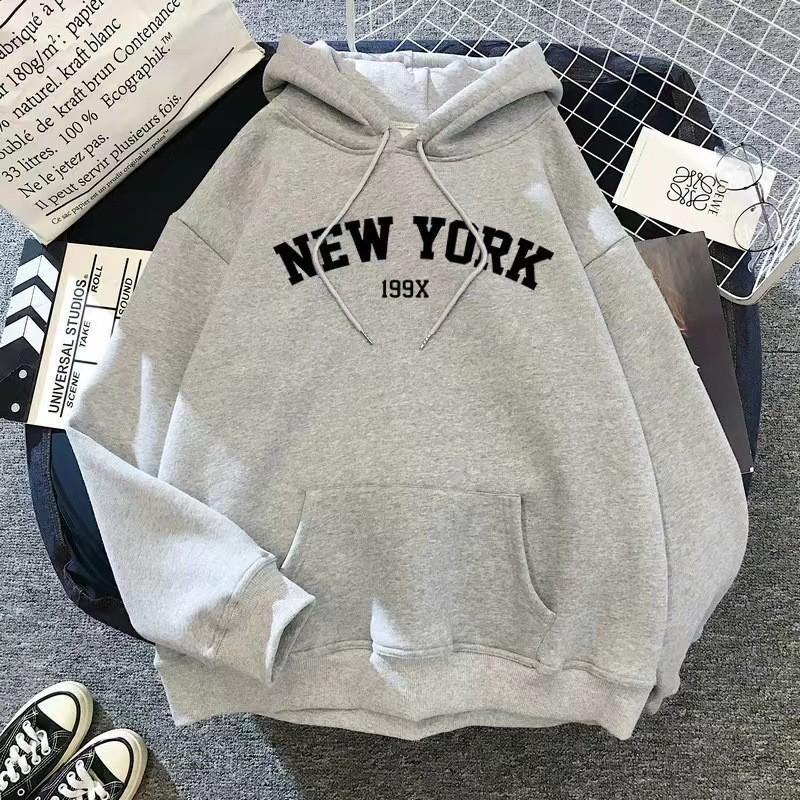 Fleece hoodie sweater men's and women's autumn and winter tops loose