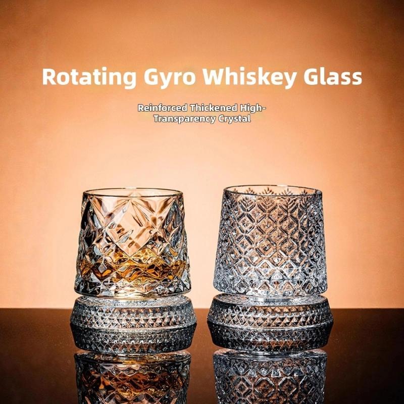 Premium Clear Whiskeys Glass with Rotating Base for Stress Reduction Crystal Cocktail WIne Glass Elegant Glassware Gift