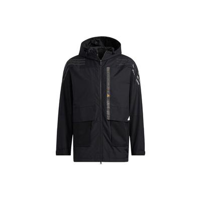 Solid Color Hooded Zip Jacket Men Outerwear Black HE7401