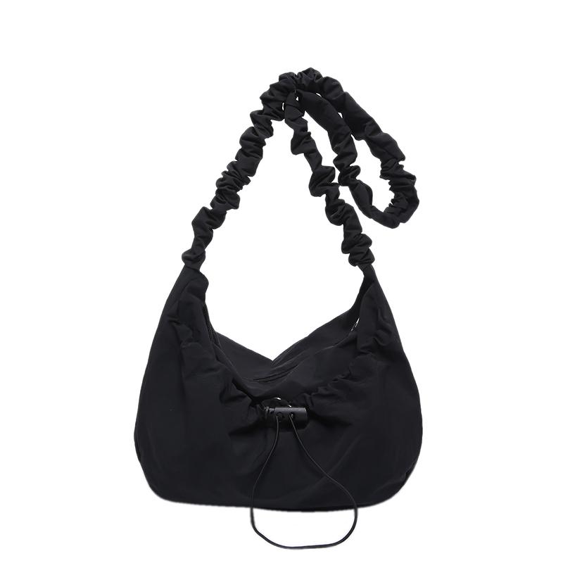 Women Drawstring Satchel Bag Adjustable Strap Leisure Sling Bag Large Capacity Cloud Drawstring Hobo Bag Female Daily Bag