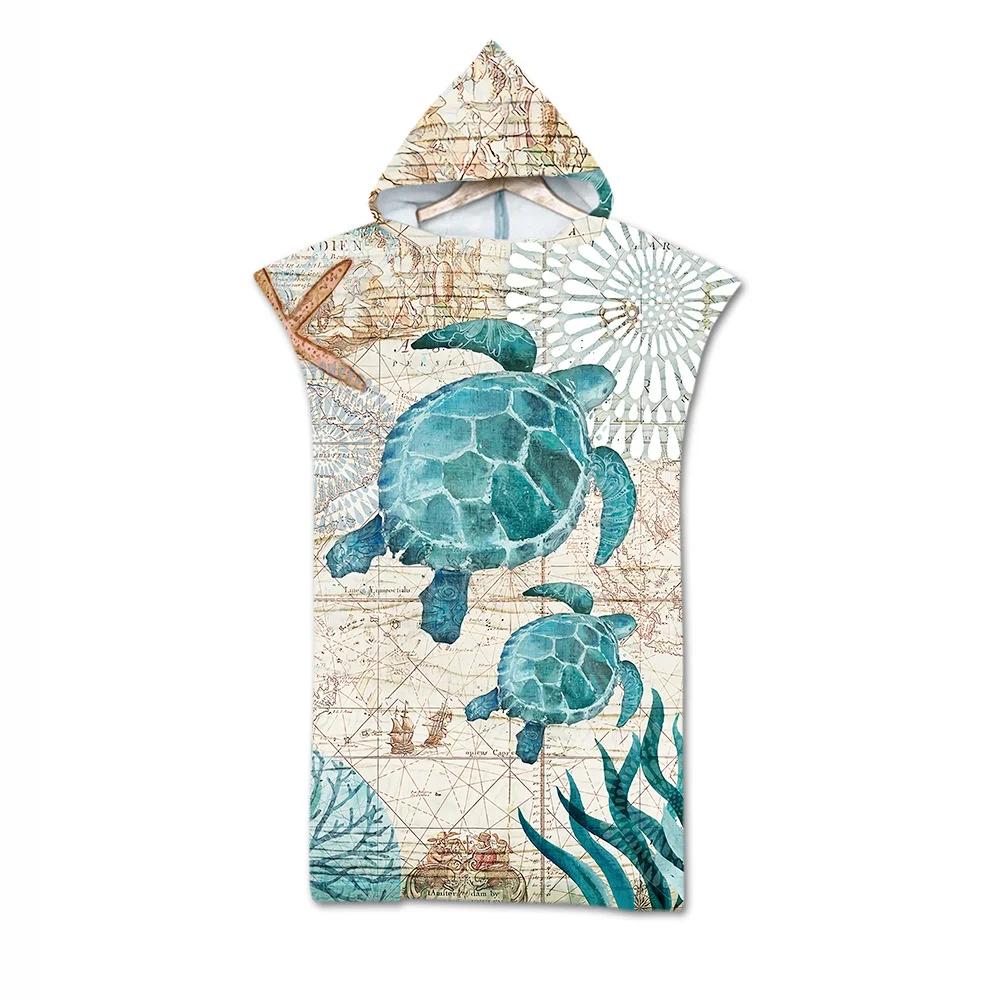 Toalla de Playa de Moda de Verano Microfibra Secado Rápido Capa Grande con Capucha Poncho de Animales de Dibujos Animados para Adultos Bata de Baño para Nadar Surf Toalla de Baño