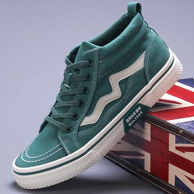 Herbst High-Top Canvas Schuhe Herren Espadrilles Atmungsaktiv Grün Lässige Herrenschuhe Schnürschuhe Vulkanisierte Schuhe Herren Flache Canvas Sneaker