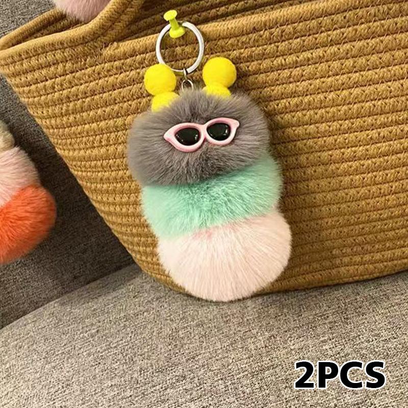 1PC Pendant Gift Car Keychain Personality Plush Doll Trendy Flu Plush Fun Cute Fashion Multicolored