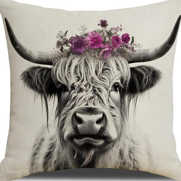 New Creative Cartoon Farmhouse Cow Animal Pillow Case Home Decoration Living Room Car Cushion
