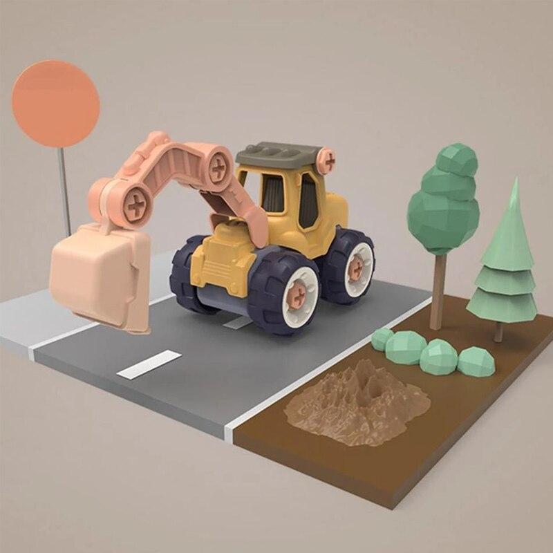 Children Kid Disassembly Diy Nut Assembly Engineering Vehicle Excavator Free Screwdriver