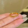 Women's Gold Starry Crushed Ice Ring - Thin Plain Band