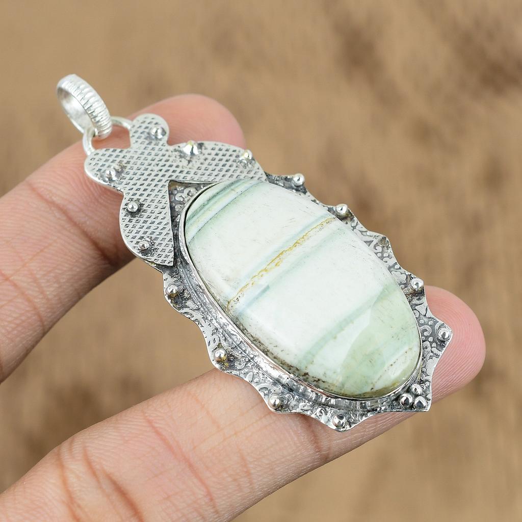 Natural Blue Rhodochrosite Gemstone Pendant 925 Sterling Silver Indian Jewelry