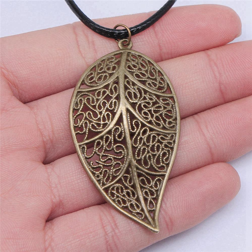 45cm Halskette Lederkette Großes Blatt Blume Kinderschmuck Materialien QN042