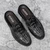 Genuine Leather Loafers Classic Half Shoes for Men Casual Shoes Crocodile Pattern Outdoor Half Slippers Non-slip Mules Moccasins