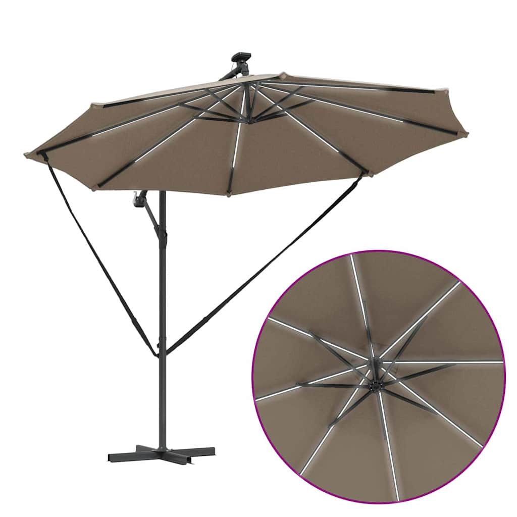 Sun Umbrella Taupe 294 X 294 X 248 Cm Polyester and Aluminum
