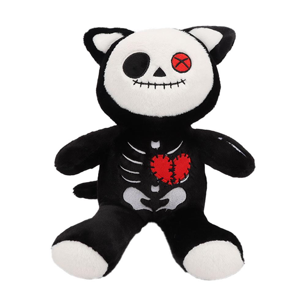 25cm/9.84in Halloween Horrific Zombie and Skeleton Cat Plush Toys Movie Stuffed Animals Toys for Kids Halloween Room Decoration